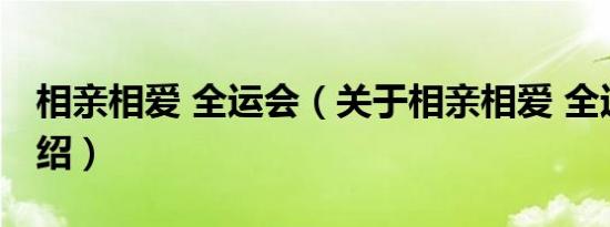 相亲相爱 全运会（关于相亲相爱 全运会的介绍）