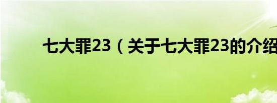 七大罪23（关于七大罪23的介绍）
