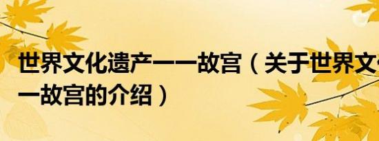 世界文化遗产一一故宫（关于世界文化遗产一一故宫的介绍）