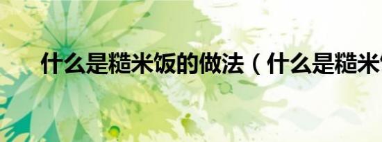 什么是糙米饭的做法（什么是糙米饭）
