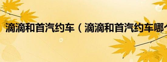 滴滴和首汽约车（滴滴和首汽约车哪个好?）