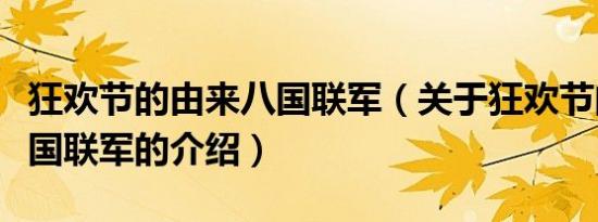 狂欢节的由来八国联军（关于狂欢节的由来八国联军的介绍）