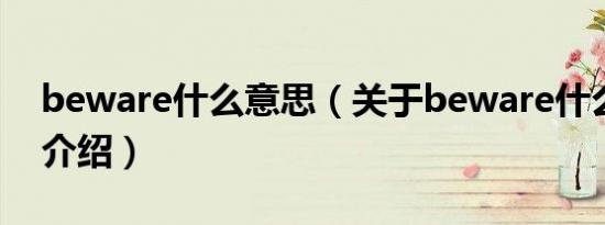 beware什么意思（关于beware什么意思的介绍）