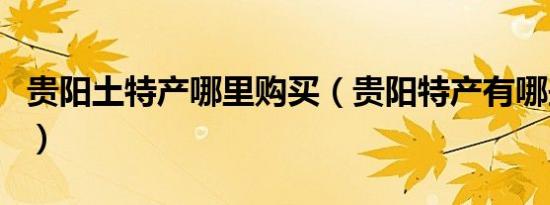 贵阳土特产哪里购买（贵阳特产有哪些土特产）