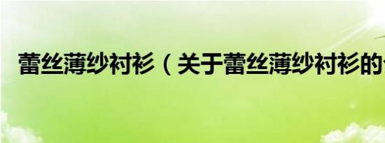 蕾丝薄纱衬衫（关于蕾丝薄纱衬衫的介绍）