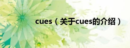 cues（关于cues的介绍）