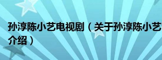 孙淳陈小艺电视剧（关于孙淳陈小艺电视剧的介绍）