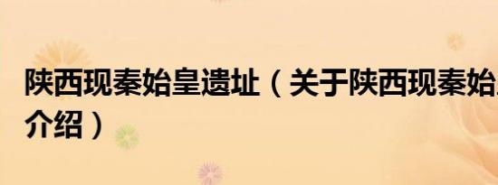 陕西现秦始皇遗址（关于陕西现秦始皇遗址的介绍）