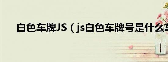 白色车牌JS（js白色车牌号是什么车?）