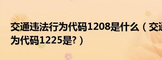 交通违法行为代码1208是什么（交通违法行为代码1225是?）