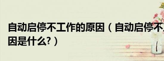 自动启停不工作的原因（自动启停不工作的原因是什么?）