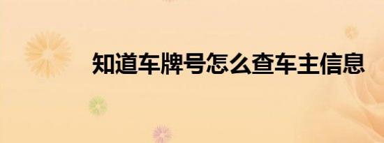 知道车牌号怎么查车主信息