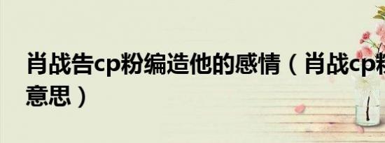 肖战告cp粉编造他的感情（肖战cp粉是什么意思）