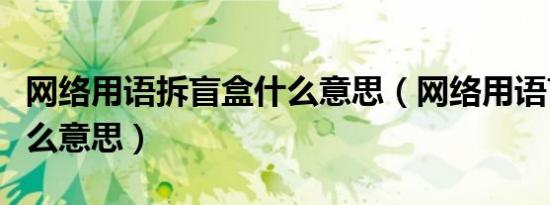 网络用语拆盲盒什么意思（网络用语盲盒是什么意思）