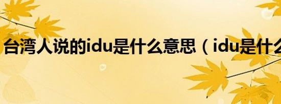 台湾人说的idu是什么意思（idu是什么意思）