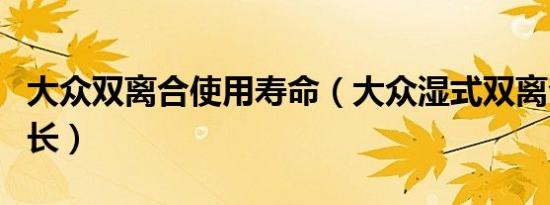 大众双离合使用寿命（大众湿式双离合寿命多长）