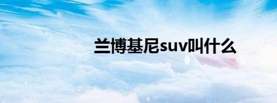 兰博基尼suv叫什么