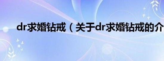 dr求婚钻戒（关于dr求婚钻戒的介绍）