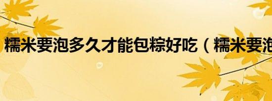糯米要泡多久才能包粽好吃（糯米要泡多久）