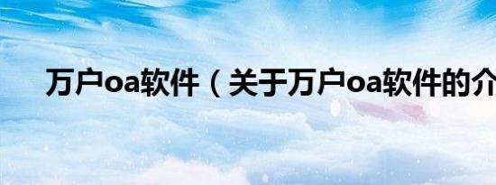 万户oa软件（关于万户oa软件的介绍）