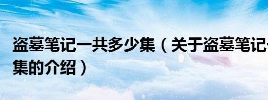 盗墓笔记一共多少集（关于盗墓笔记一共多少集的介绍）