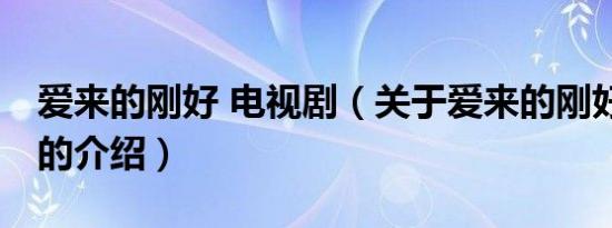 爱来的刚好 电视剧（关于爱来的刚好 电视剧的介绍）