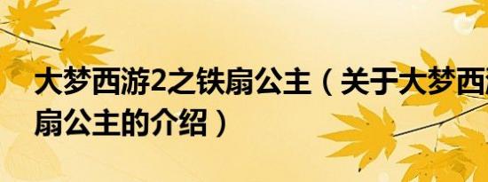 大梦西游2之铁扇公主（关于大梦西游2之铁扇公主的介绍）