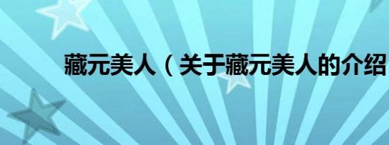 藏元美人（关于藏元美人的介绍）