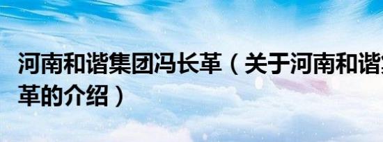 河南和谐集团冯长革（关于河南和谐集团冯长革的介绍）