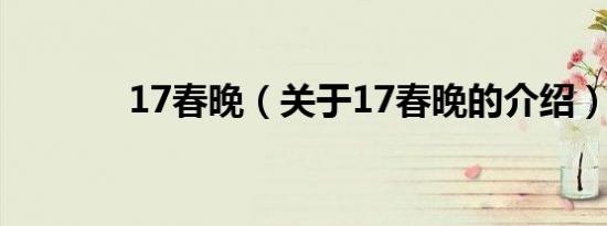 17春晚（关于17春晚的介绍）