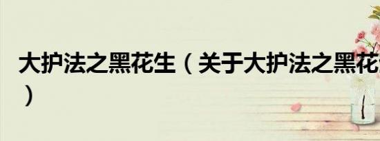 大护法之黑花生（关于大护法之黑花生的介绍）