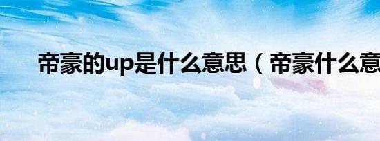 帝豪的up是什么意思（帝豪什么意思）