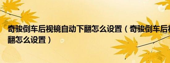 奇骏倒车后视镜自动下翻怎么设置（奇骏倒车后视镜自动下翻怎么设置）