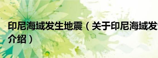 印尼海域发生地震（关于印尼海域发生地震的介绍）