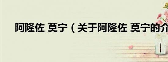 阿隆佐 莫宁（关于阿隆佐 莫宁的介绍）