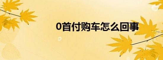 0首付购车怎么回事