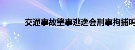 交通事故肇事逃逸会刑事拘捕吗