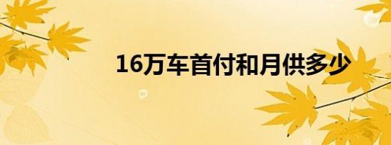 16万车首付和月供多少