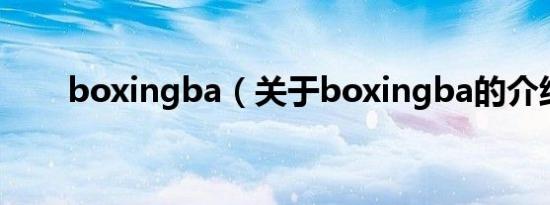 boxingba（关于boxingba的介绍）