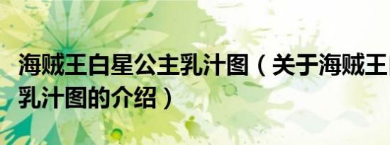 海贼王白星公主乳汁图（关于海贼王白星公主乳汁图的介绍）