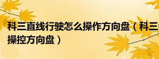 科三直线行驶怎么操作方向盘（科三会车怎么操控方向盘）