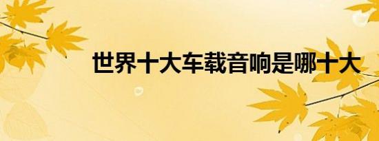 世界十大车载音响是哪十大