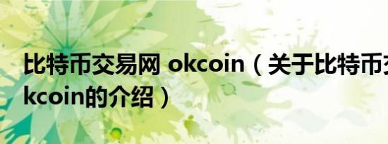 比特币交易网 okcoin（关于比特币交易网 okcoin的介绍）
