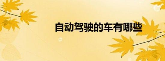 自动驾驶的车有哪些