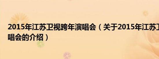 2015年江苏卫视跨年演唱会（关于2015年江苏卫视跨年演唱会的介绍）