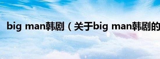 big man韩剧（关于big man韩剧的介绍）