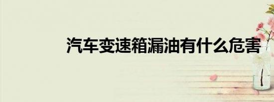 汽车变速箱漏油有什么危害