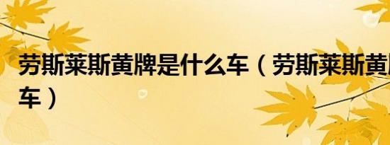 劳斯莱斯黄牌是什么车（劳斯莱斯黄牌是什么车）