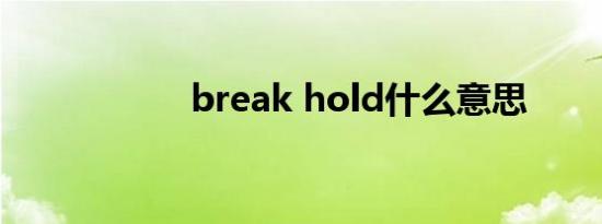 break hold什么意思