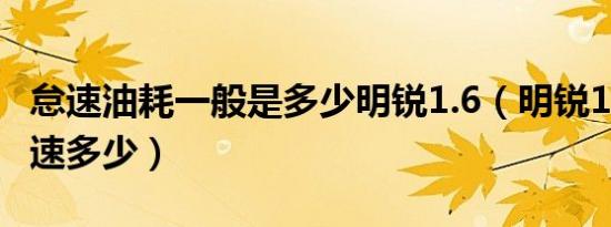 怠速油耗一般是多少明锐1.6（明锐1.6正常怠速多少）